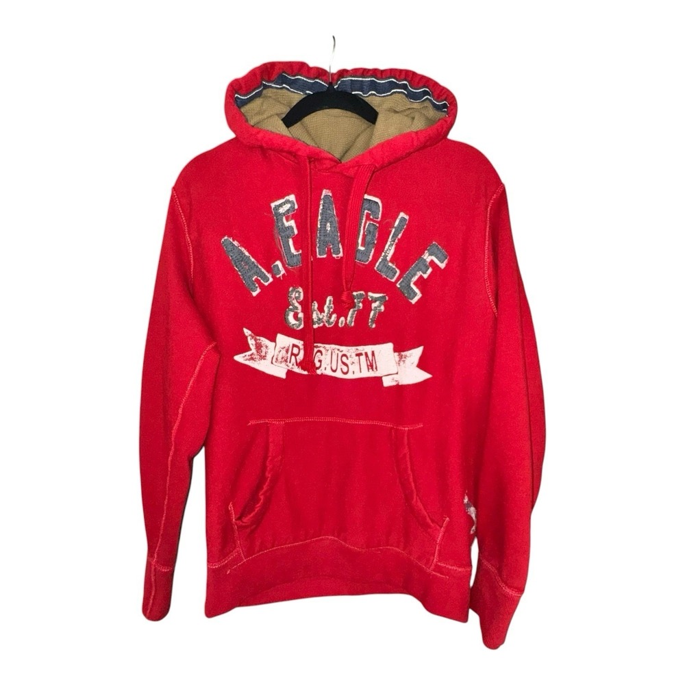 American Eagle Outfitters Eagle Fleece Red Hoodie Size Medium